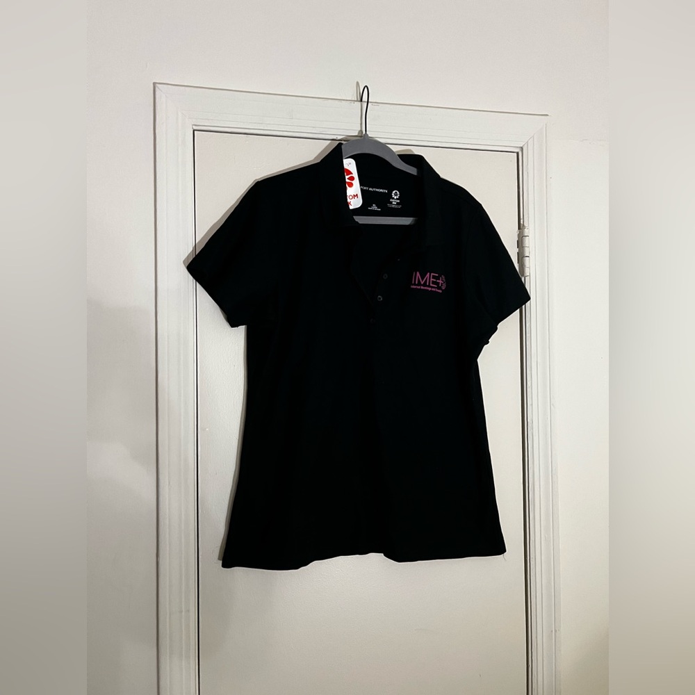 Black and Pink IME Black Short Sleeve Polo Shirt
Size Ladies XL